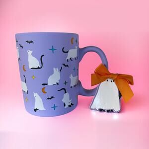 NEW Purple Halloween Ghost Cat Purranormal Activity Kitten Cats Coffee Tea Mug